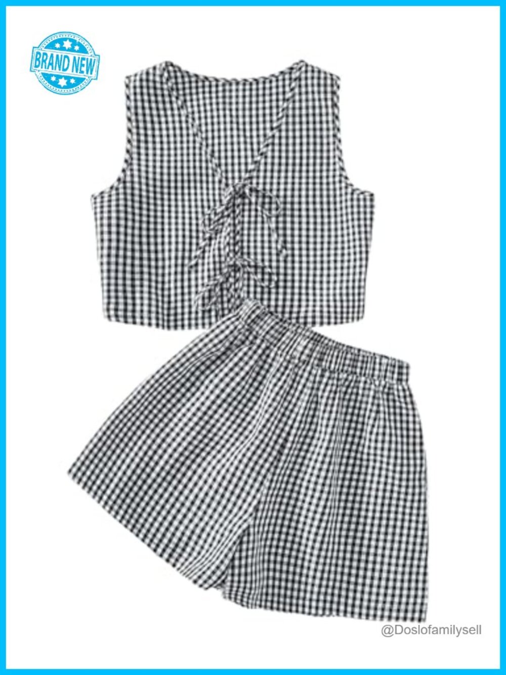 SOLY HUX Women's 2 Piece Gingham Tank Top and Shorts Set Summer Casual Outfit